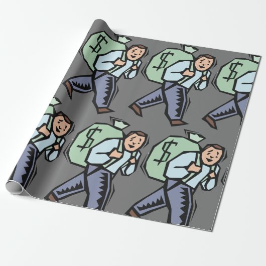 Het dragen van een zak geld cadeaupapier (Uitgerold)