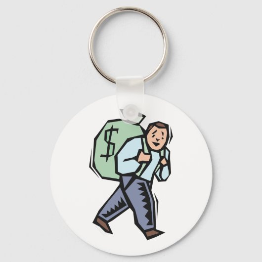 Het dragen van een zak geld sleutelhanger (Voorkant)