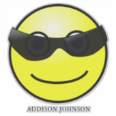 Het dragen van Geel Gezicht van de Gele Fun Emoji  Sticker (Voorkant)