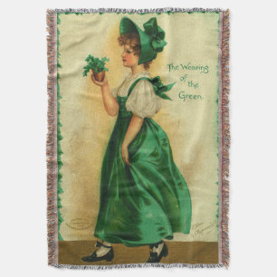 "Het dragen van het groen" vintage kaart, 1907 Deken