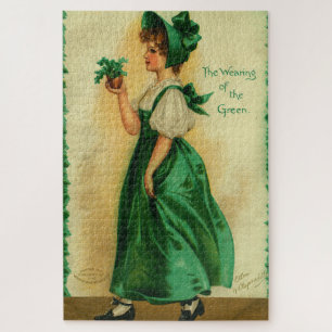 "Het dragen van het groen" vintage kaart, 1907 Legpuzzel