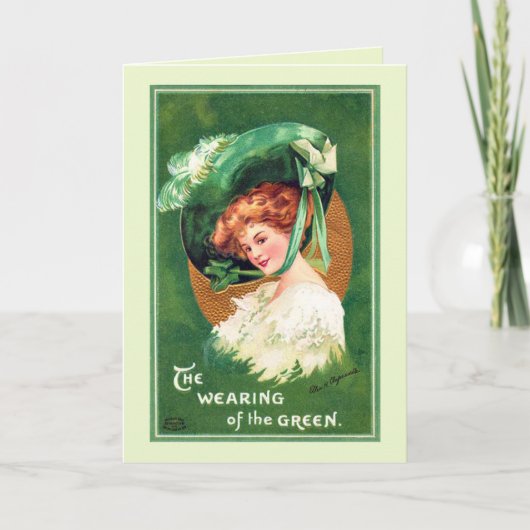 Het Dragen van het Groene Wenskaart Kaart (Voorkant)