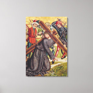 Het dragen van het kruis canvas afdruk