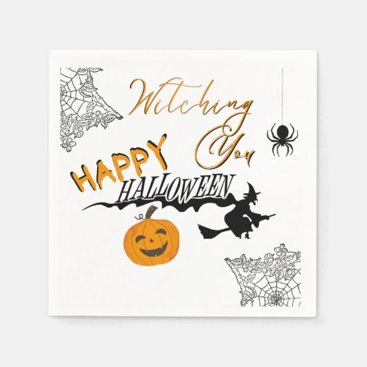 Het dragen van je Happy Halloween party napkin Servet (Voorkant)