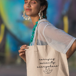 Het dragen van sereniteit overal Yoga Meditatie Gi Tote Bag