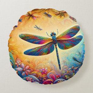Het Dragonfly's Journey Sierkussen Rond Kussen