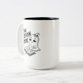 Het drankboek voor Halloween Tweekleurige Koffiemok (Voorkant links)