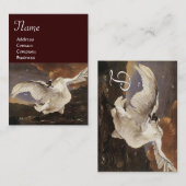 Het dreigde zwanenmonogram, bruin parelpapier visitekaartje (Voorkant / Achterkant)