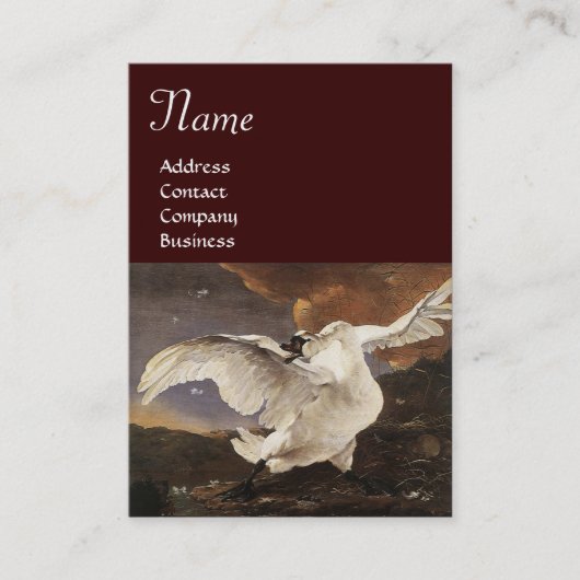 Het dreigde zwanenmonogram, bruin parelpapier visitekaartje (Voorkant)