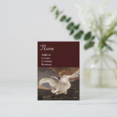 Het dreigde zwanenmonogram, bruin parelpapier visitekaartje (Staand voorkant)