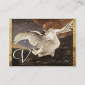 Het dreigde zwanenmonogram, Paars parelpapier Visitekaartje (Achterkant)