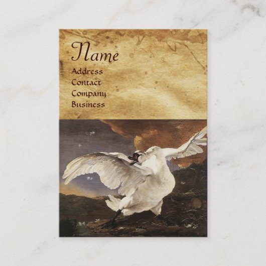 Het dreigde zwanenmonogram, Paars parelpapier Visitekaartje (Voorkant)