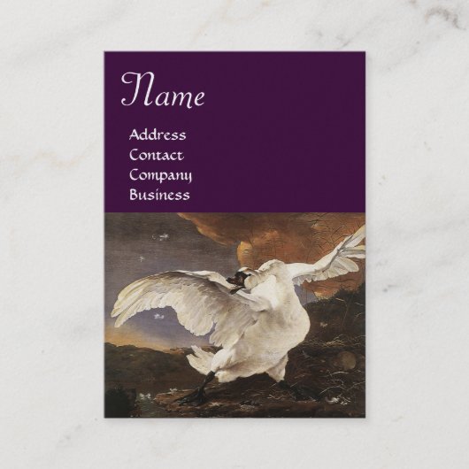 Het dreigde zwanenmonogram, Paars parelpapier Visitekaartje (Voorkant)