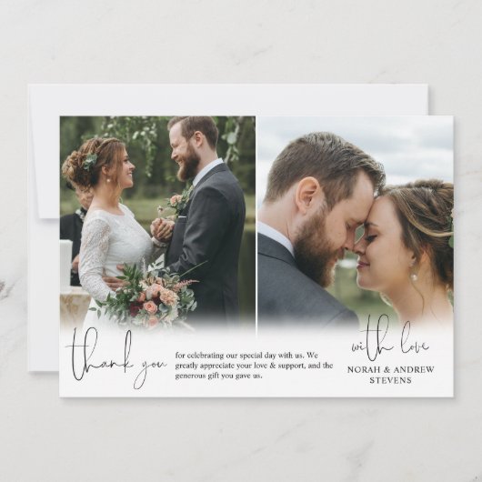 Het drie Hand-Schrijvende Manuscript van de Foto's Bedankkaart (Voorkant)