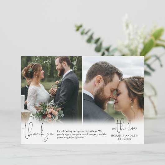 Het drie Hand-Schrijvende Manuscript van de Foto's Bedankkaart (Staand voorkant)