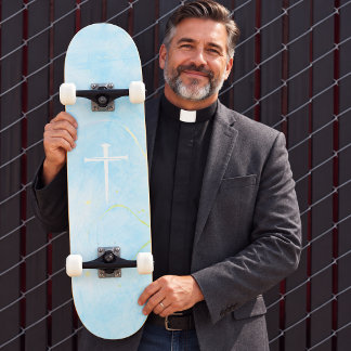 Het Drie Spijkers Kruis Blauwe Marmeren Christelij Persoonlijk Skateboard