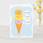 Het drievoudige Wenskaart van het Roomijs van het Kaart (Gele Bloem)