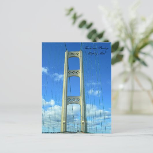 Het drijven over de Brug Mackinac Briefkaart (Staand voorkant)