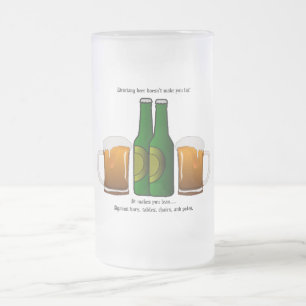 Het drink bier maakt je niet dik! matglas bierpul
