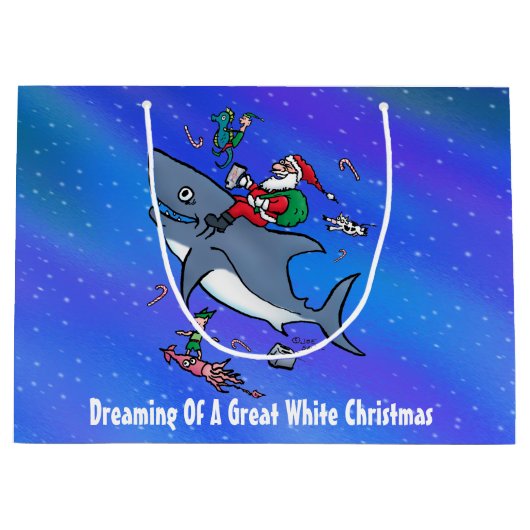 Het dromen van een geweldige White Shark-kerst op  Groot Cadeauzakje (Voorkant)