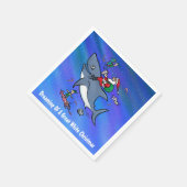Het dromen van een geweldige White Shark-kerst op Servet (Hoek)