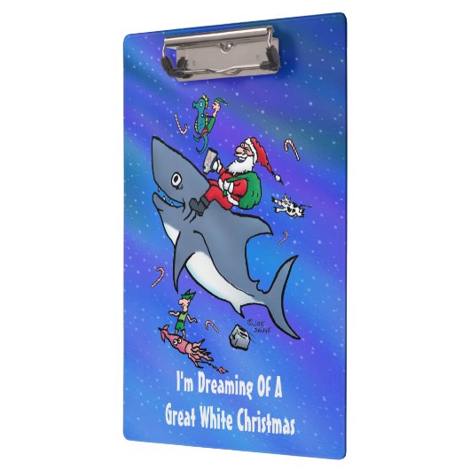 Het dromen van een geweldige witte haai grappige k klembord (Links)