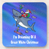 Het dromen van een geweldige witte haaienkerst bier onderzetter (Voorkant)