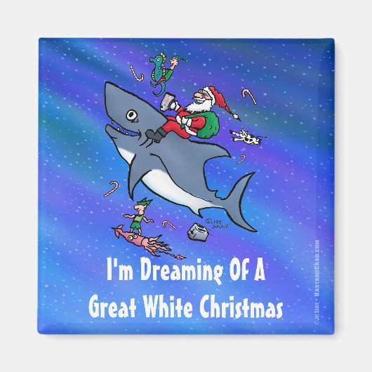 Het dromen van een geweldige witte haaienkerst magneet (Voorkant)
