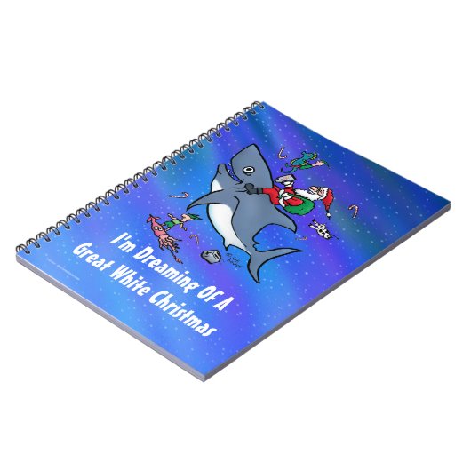 Het dromen van een geweldige witte haaienkerst notitieboek (Linkerzijde)