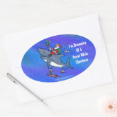 Het dromen van een geweldige witte haaienkerst ovale sticker (Envelop)