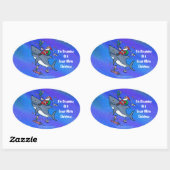 Het dromen van een geweldige witte haaienkerst ovale sticker (Vel)