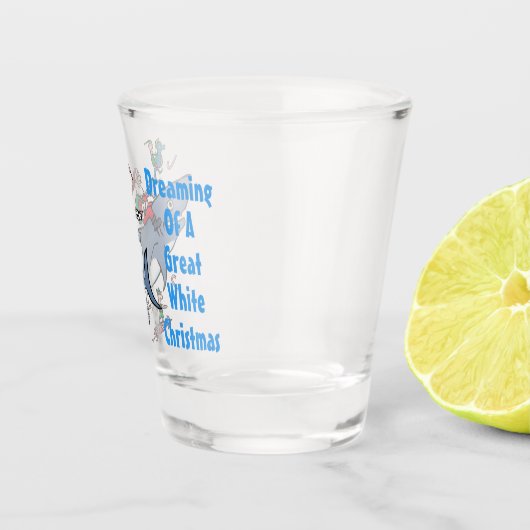 Het dromen van een geweldige witte haaienkerst shot glas (Rechts)