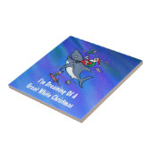 Het dromen van een geweldige witte haaienkerst tegeltje (Zijkant)