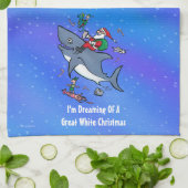 Het dromen van een geweldige witte haaienkerst theedoek (Gevouwen)