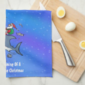 Het dromen van een geweldige witte haaienkerst theedoek (Quarter Fold)