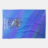 Het dromen van een geweldige witte haaienkerst theedoek (Horizontaal)