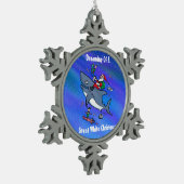 Het dromen van een Great White Kerstsieraad Tin Sneeuwvlok Ornament (Links)