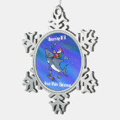 Het dromen van een Great White Kerstsieraad Tin Sneeuwvlok Ornament (Rechts)