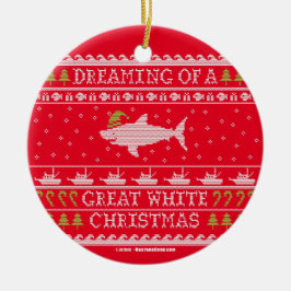Het dromen van een Great White Xmas Red Ugly Sweat Keramisch Ornament
