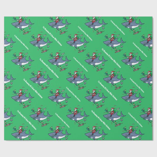 Het dromen van een grote witte kerst Groen Cadeaupapier (Vlak)