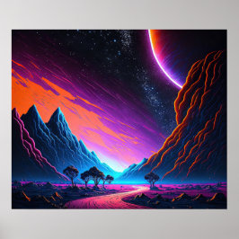 Het dromen van een neonlandschap uit een ander uni poster