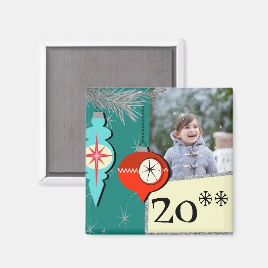 Het dromen van een Retro kerstfoto Magnet (Voorkant / Achterkant)
