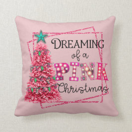 Het dromen van een roze kersttentellamp kussen