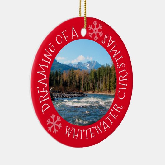 Het dromen van een Whitewater kerstfoto-ornament Keramisch Ornament (Rechts)