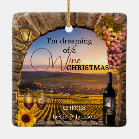 Het dromen van een Wine kerstversiering Keramisch Ornament (Achterkant)