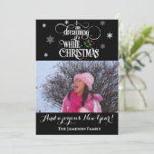 Het dromen van een witte kerstfoto feestdag feestdagenkaart (Staand voorkant)