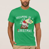 Het dromen van een Witte Kerstmis Funny Poop Emoji T-shirt (Voorkant)
