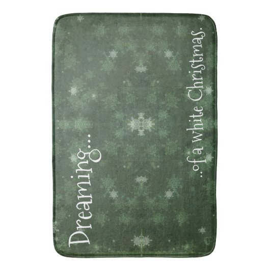 Het dromen van een witte kerstsnowflakes op groen badmat (Voorkant Verticaal)