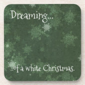 Het dromen van een witte kerstsnowflakes op groen bier onderzetter (Voorkant)