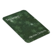 Het dromen van een witte kerstsnowflakes op groen magneet (Rechterzijde)